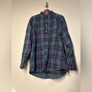 Vintage LL Bean Button Down Flannel Shirt Multicolor Plaid Large